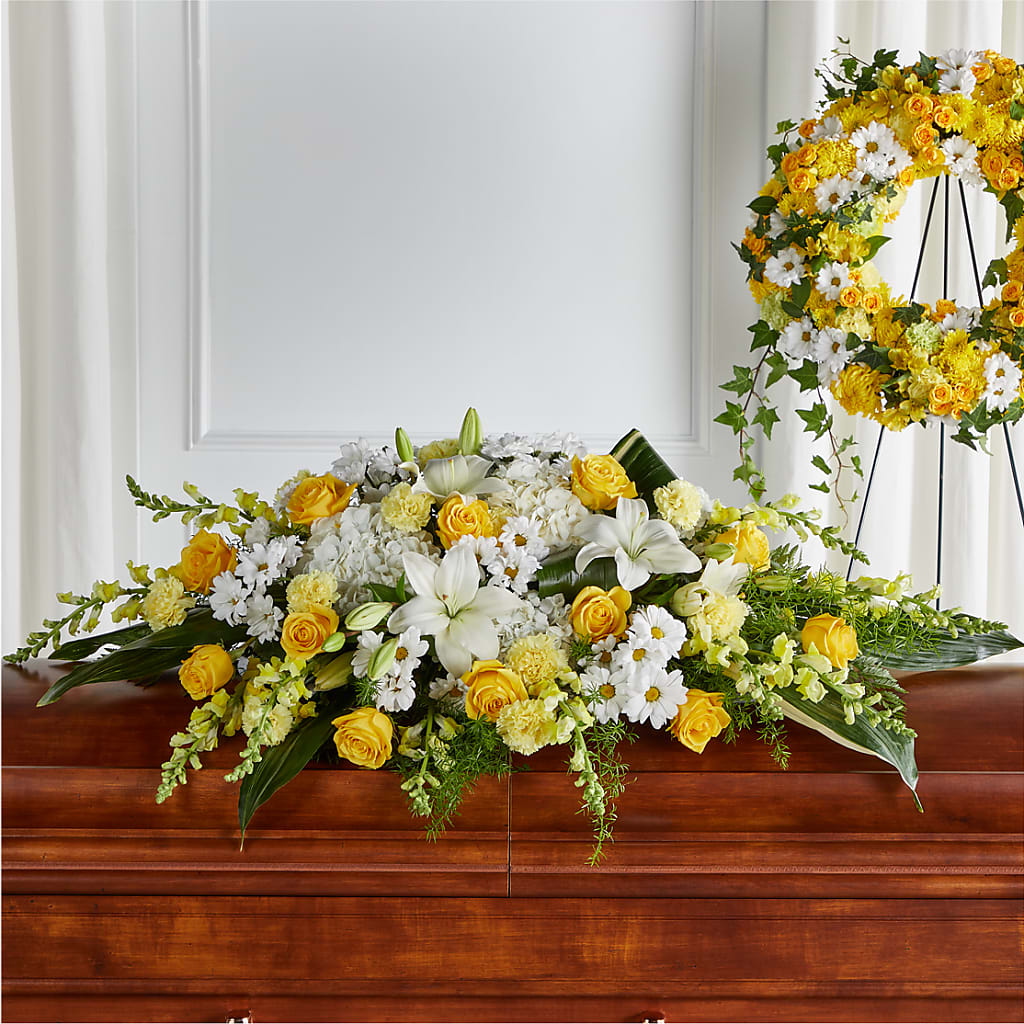 Golden Harmony Casket Spray – Randalls, Pleasanton CA