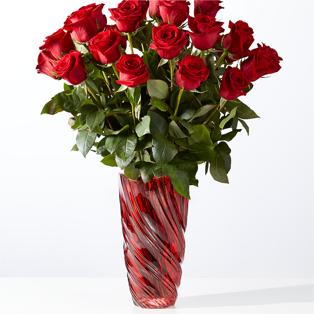 Classic Love Red Rose Bouquet with Luxe Swirl Vase – Randalls, Pleasanton CA