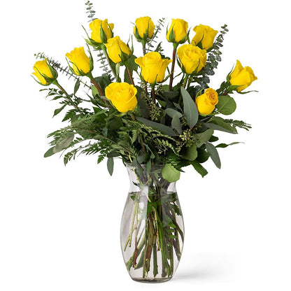 Unforgettable Dozen Rose Yellow –  Randalls, Pleasanton CA