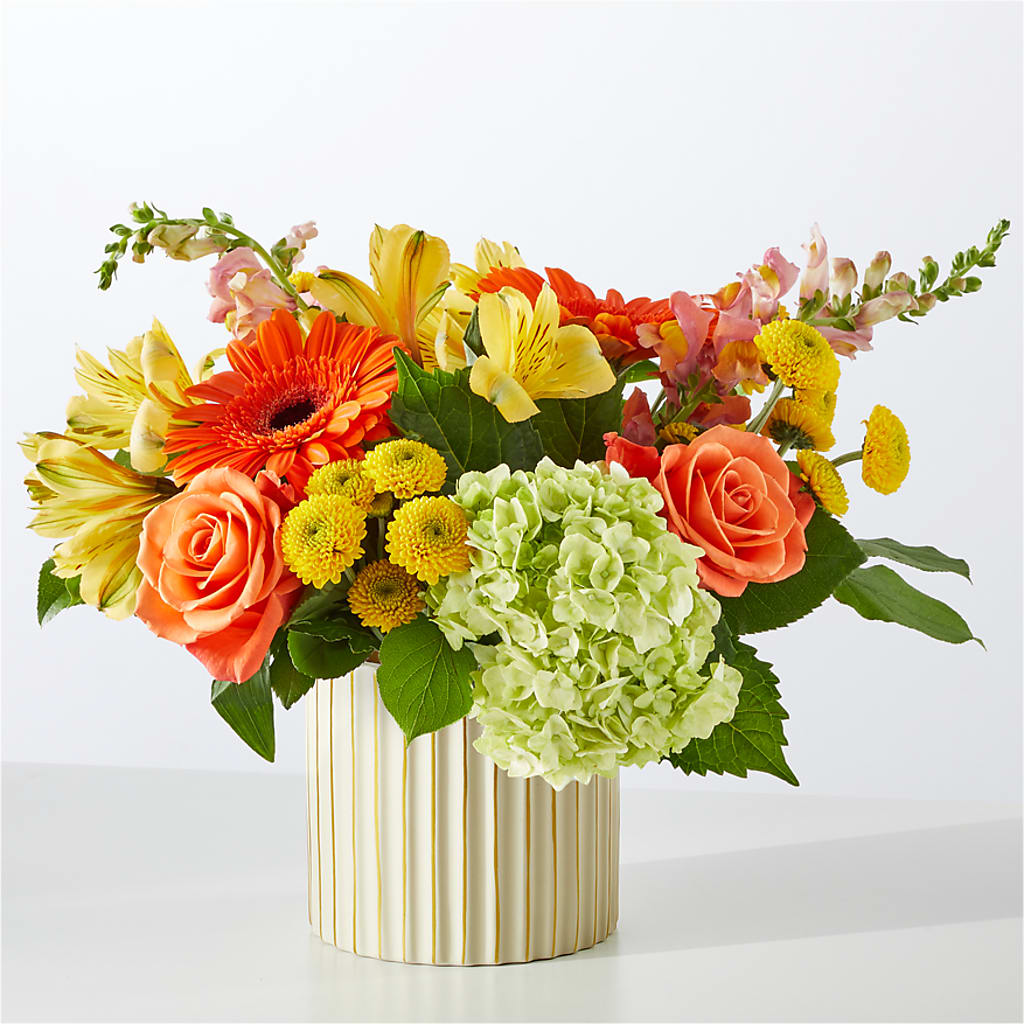 Autumn Sunshine Bouquet with Ivory Vase –  Randalls, Pleasanton CA