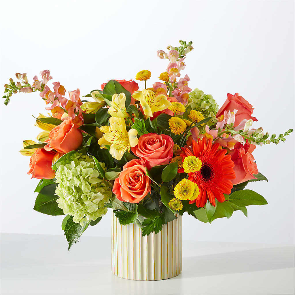Autumn Sunshine Bouquet with Ivory Vase –  Randalls, Pleasanton CA