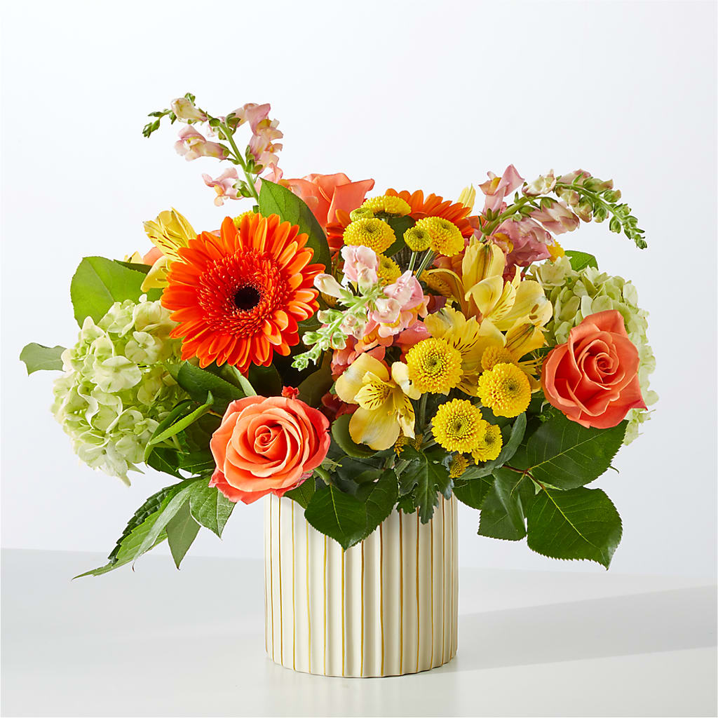 Autumn Sunshine Bouquet with Ivory Vase –  Randalls, Pleasanton CA